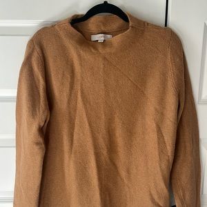 LOFT Camel Mock Neck Tunic Sweater with Split Hem - size xl